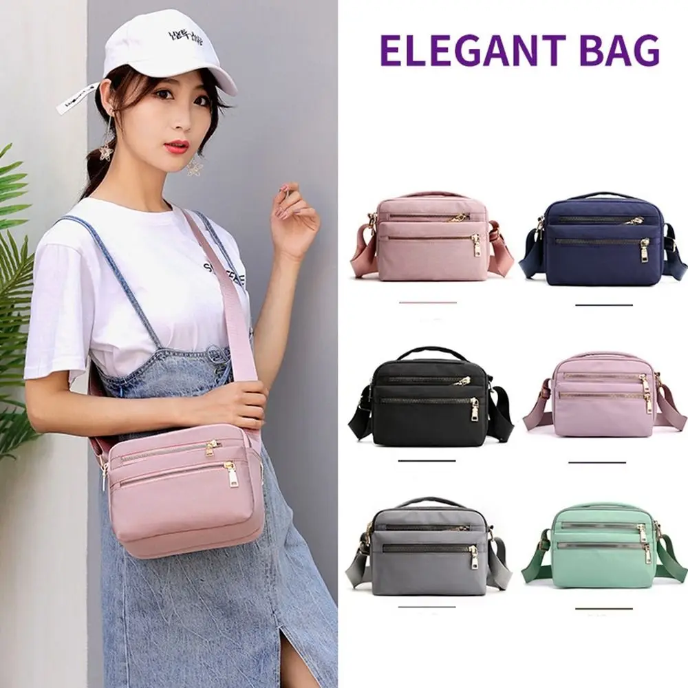 

Portable Multi Layer Nylon Crossbody Bag Canvas Zipper Women Backpack Waterproof Korean Style Oxford Shoulder Bag Women