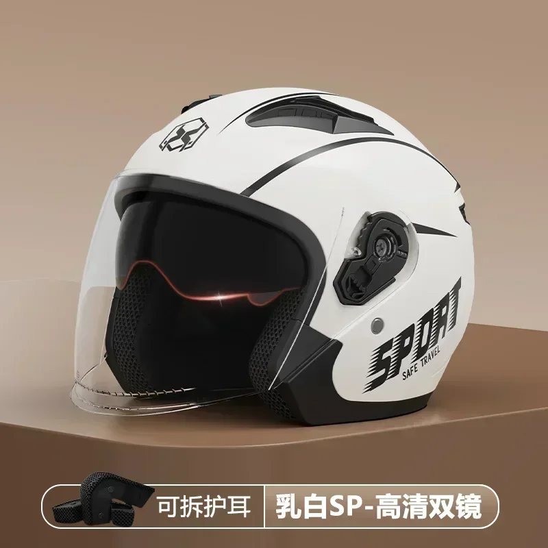 

3/4 open face retro motorcycle helmets dual visor unisex winter motorbike helmet motocross racing protective helmet 4seasons men