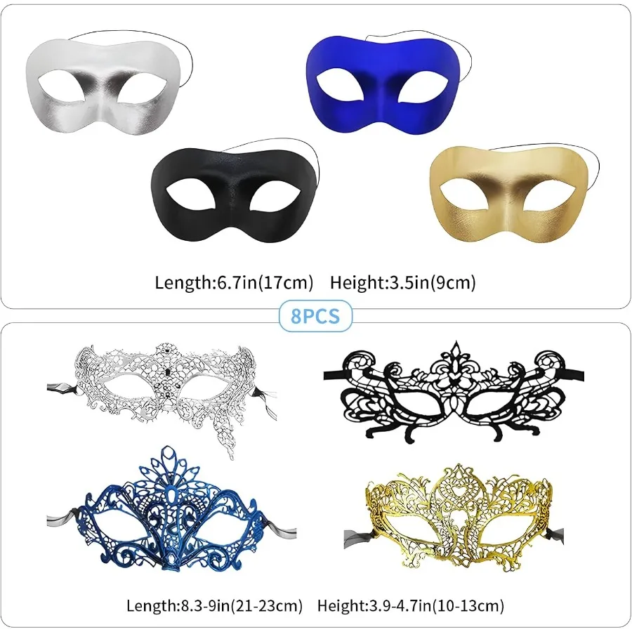 قناع عين نسائي مثير من الدانتيل المرن لحفلات الكرة التنكرية البندقية - تصميم أنيق وقابل للتعديل للاحتفالات حتى