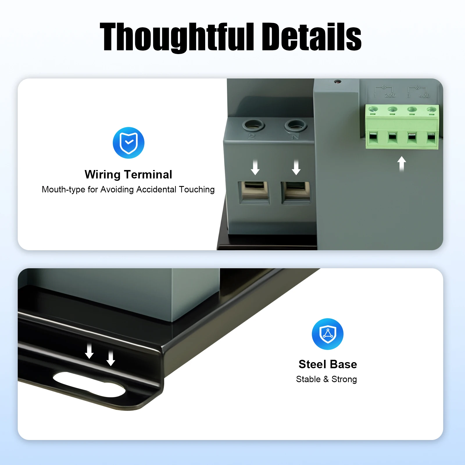 مفتاح نقل تلقائي مزدوج الطاقة 2P/63A - تبديل تلقائي/يدوي لنقل سلس ثانٍ، مستوى CB معتمد للمصاعد