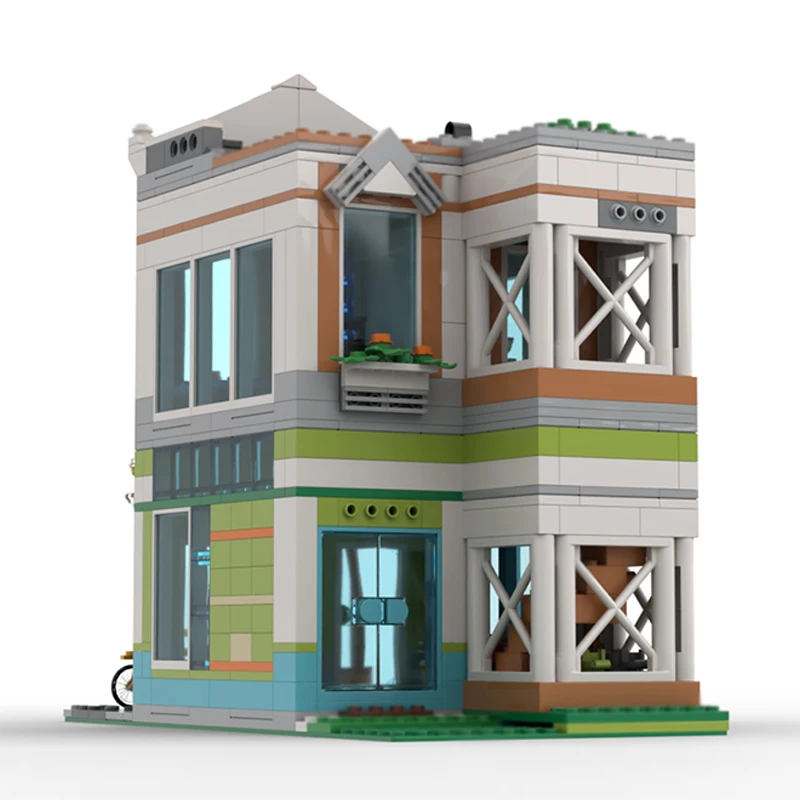도시 스트리트 뷰 모델 MOC 빌딩 벽돌 해변 아파트 모듈 형 기술 선물 휴일 조립 어린이 장난감 정장