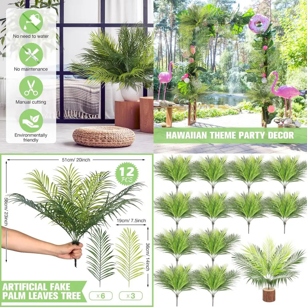 

Набор из 12 искусственных пальмовых листьев для дома и сада, декор для тропической вечеринки