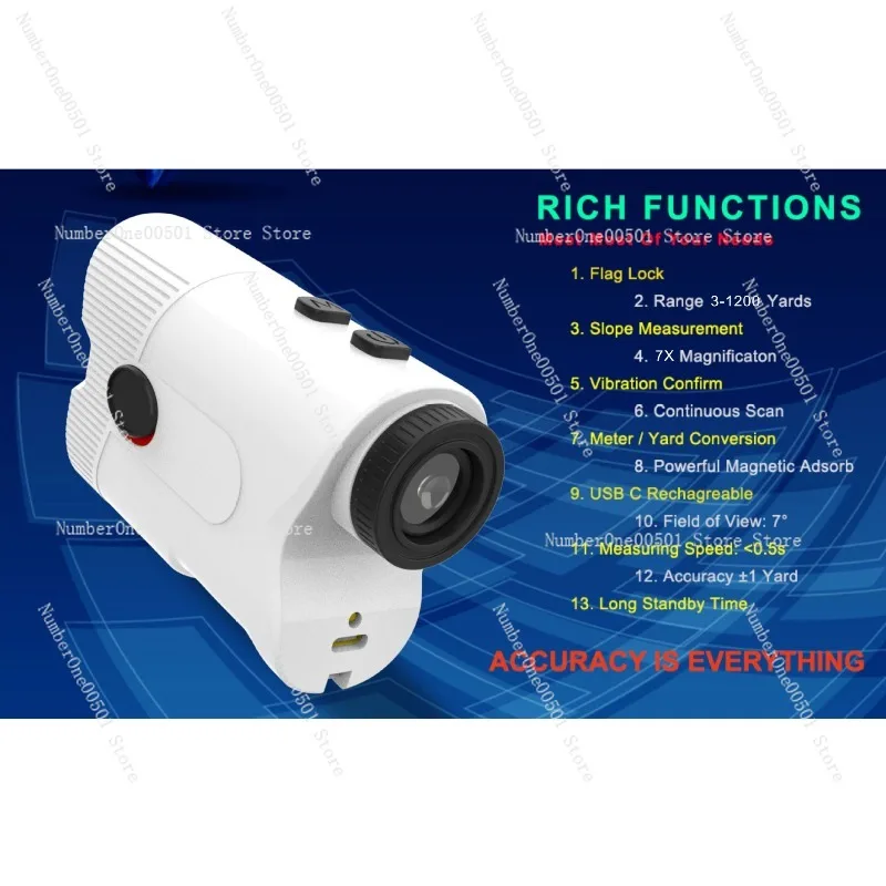 1200Y Range Finder With Slope Compensation Flagpole Lock Vibration Magnetic Charging