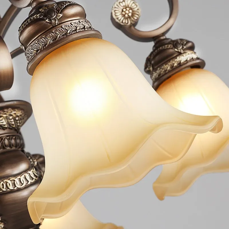 SANDYHA Living Room Chandelier European Retro Classical LED Lamps for Hall Restaurant Bedroom Indoor Home Decor Lighting Fixture