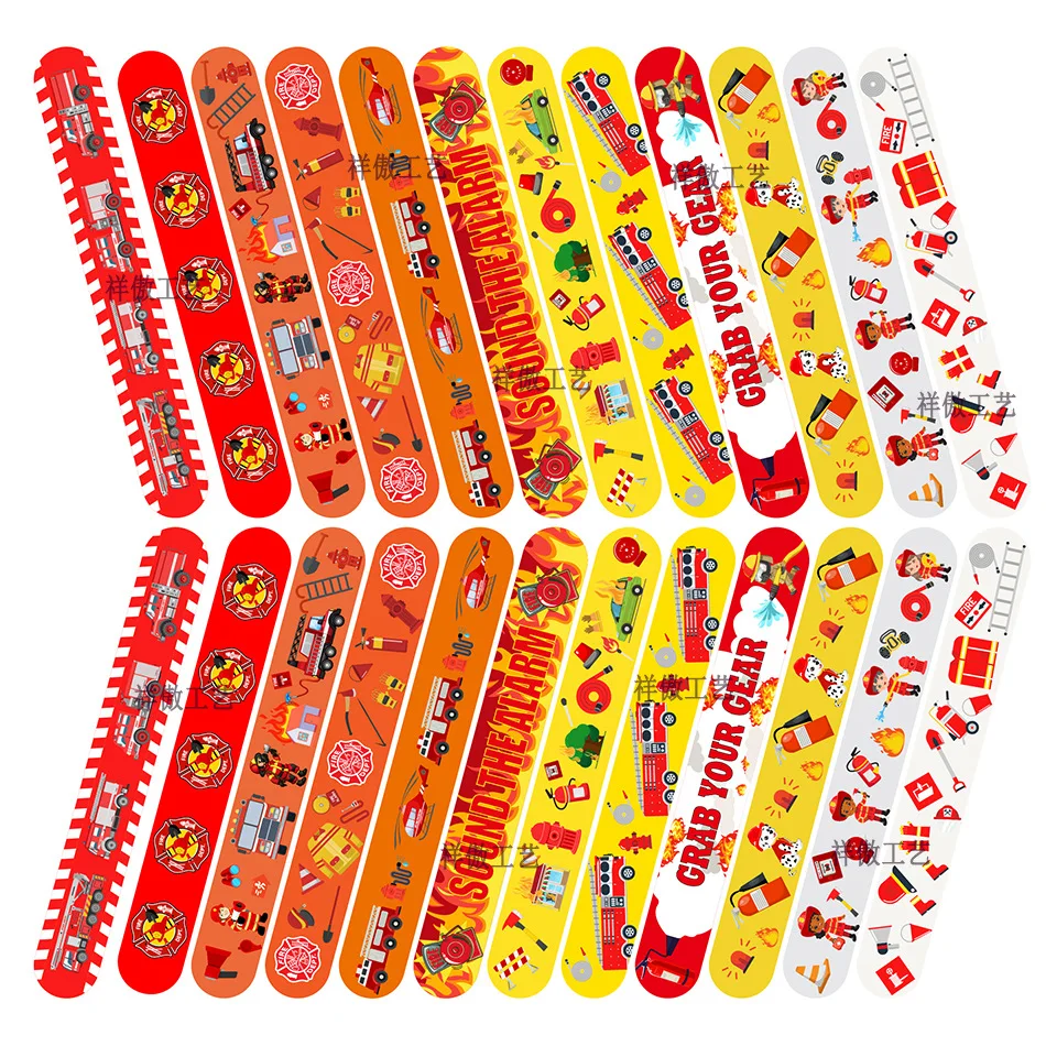 Firefighter Party Supplies Firefighter Slap Bracelets Fire Truck Keychains Kids Toy Stickers Fireman Theme Birthday Party Gifts