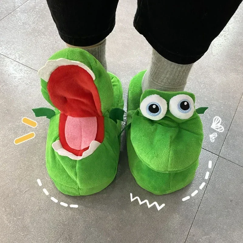 Cartoon Crocodile Cotton Slippers Moving Funny Walking with Open Mouth and Dancing Warm Comfortable Christmas Gift Kids Girl Boy