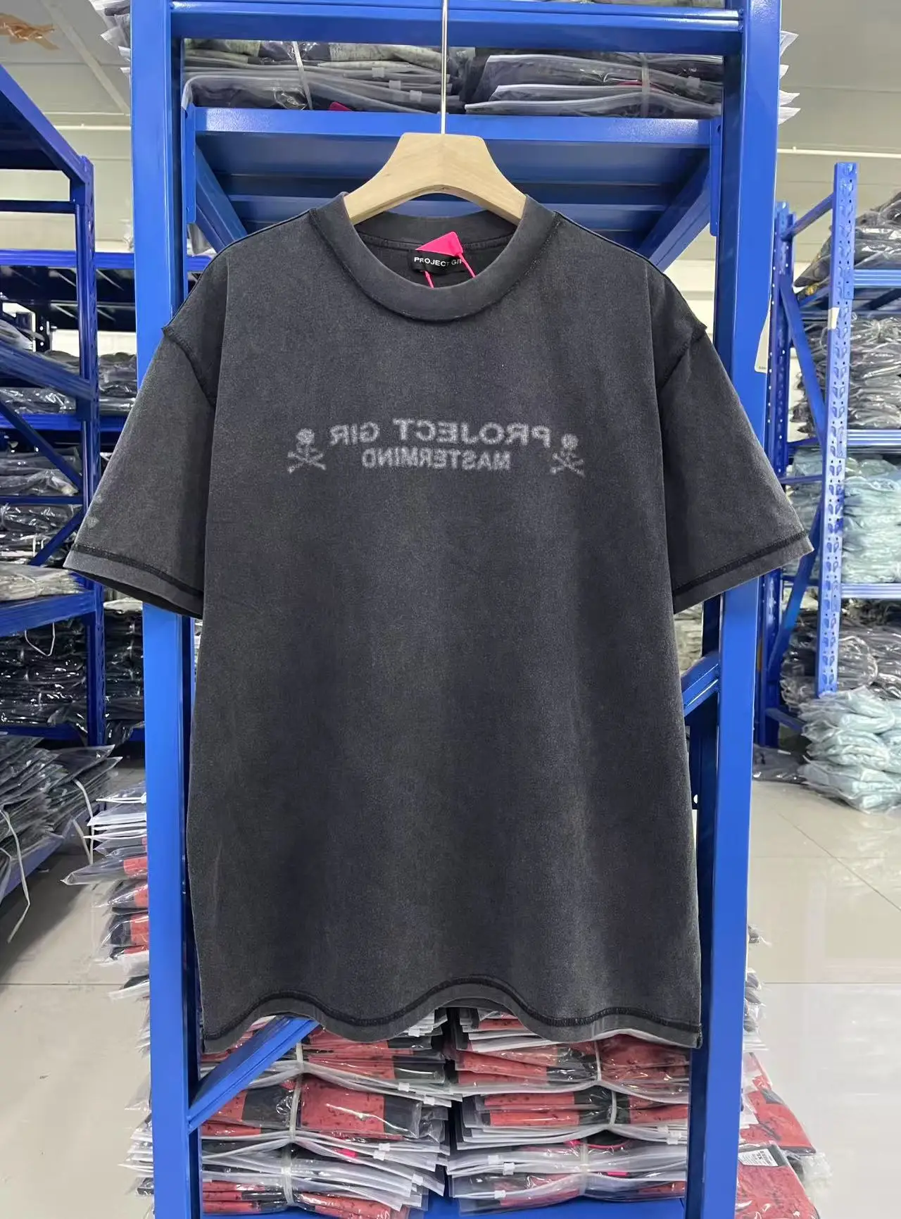 

Летняя винтажная потертая футболка Grailz 25ss со скелетонизированным принтом и короткими рукавами, повседневная свободная хлопковая модная футболка большого размера