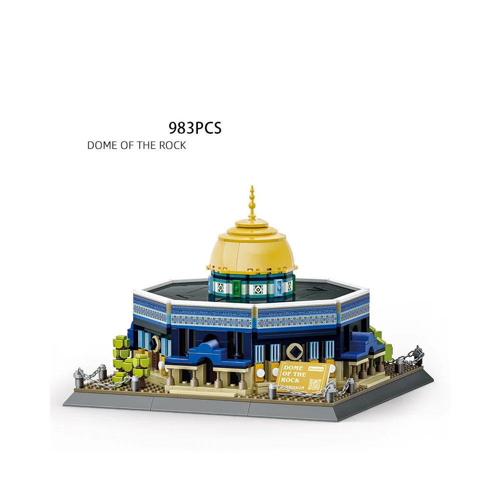 983pcs Mini Blocks World Architecture Jerusalem Dome Of The Rock Mosque 3d Model Toys Adult Blocks Children Toys Birthday Gift