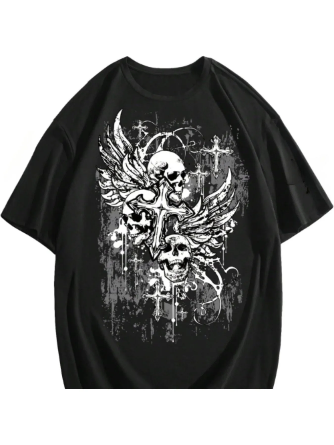 

Men's T-shirt Pure cotton gothic-patterned T-shirt Skull Print T-shirt Harajuku y2k casual O-neck short-sleeved unisex