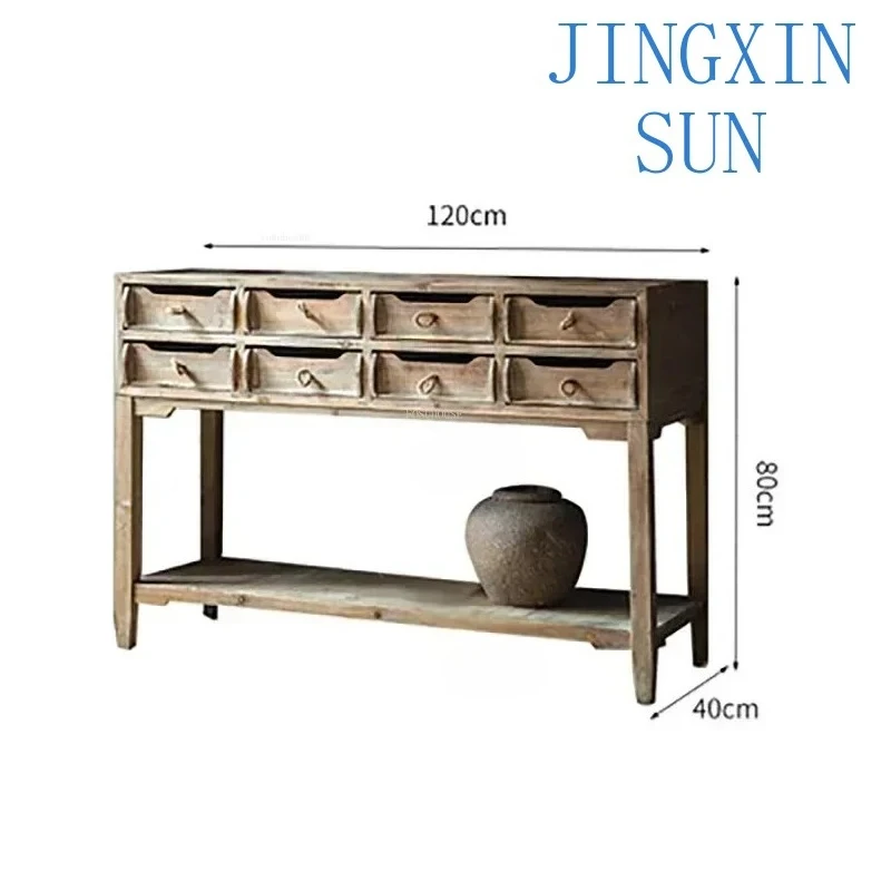 Retro American Solid Wood Console Tables Creative Living Room Furniture Entrance Console Home Decoration Storage Porch Cabinet n
