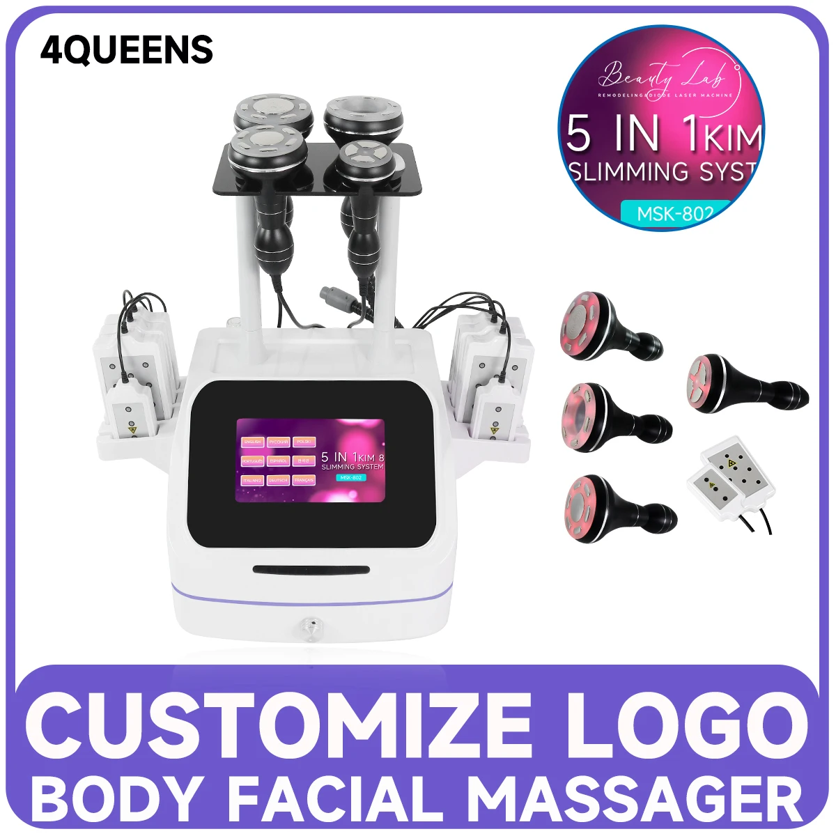 5 IN 1 40K Ultrasonic Cavitation Vacuum Radio Frequency RF Fat Cavitation Slimming Machine Lipo Laser Skin Care Beauty Machine