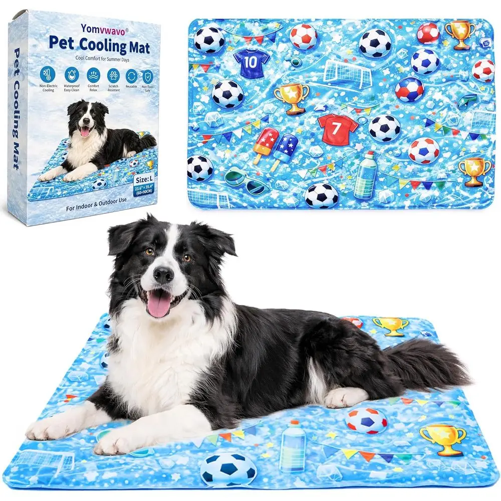 

Cooling Mat for Dogs and Cats, Gel-Infused Ice Pad, Waterproof and Easy to Clean, Soccer-Themed Beds for Large, Medium, and Smal