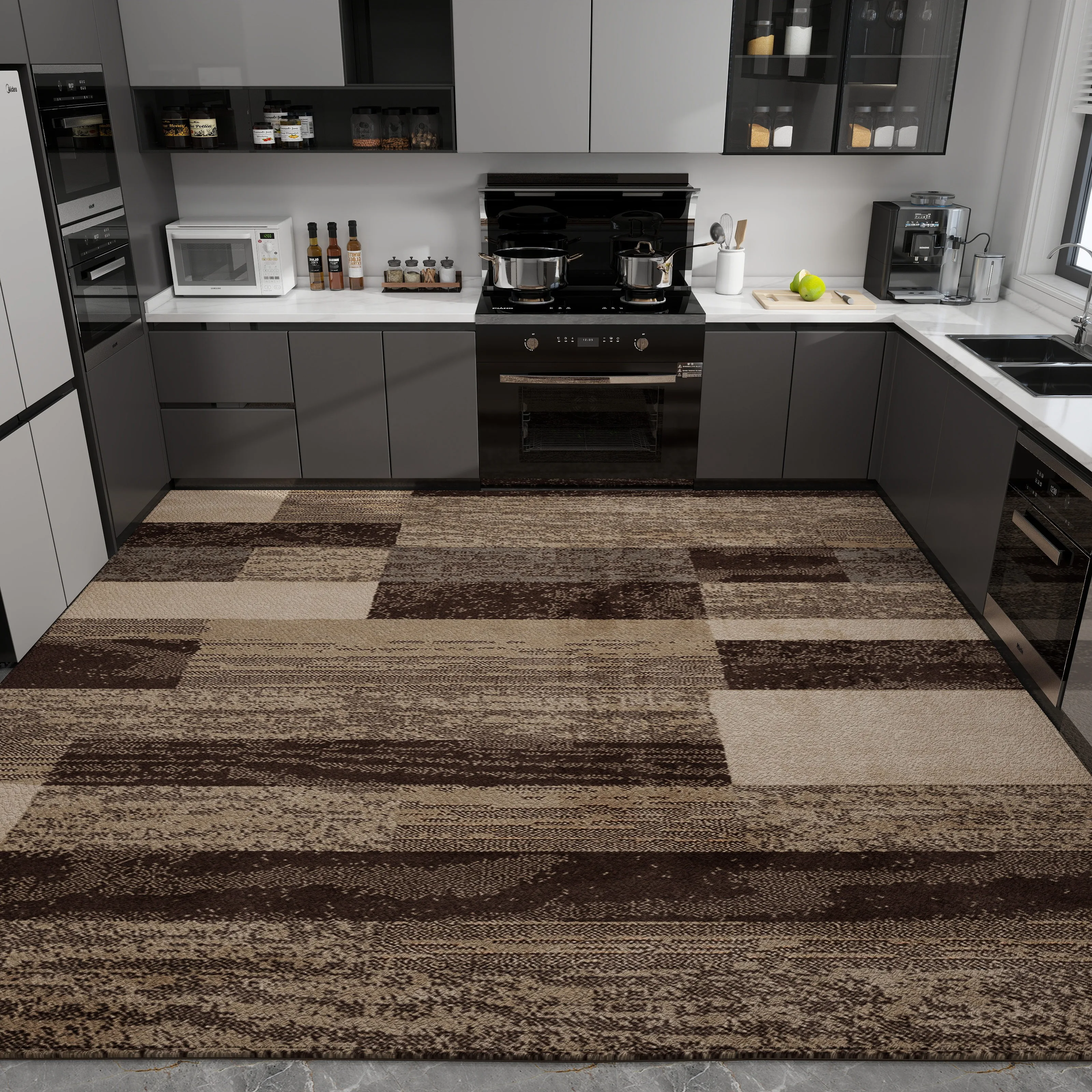 

Kitchen Floor Mat Simple and Dirt-resistant Carpet Home Decoration Anti-slip Foot Mats Wear-resistant Large Size Mats 주방바닥매트