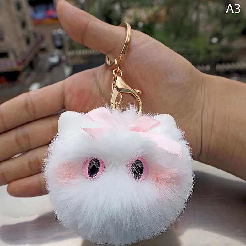 Cute Cartoon Plush Cat Keychain para Mulheres, Brinquedo de boneca, Pingente, Chaveiro para Meninas, Ornamento do saco, Corrente chave do carro, Presentes infantis