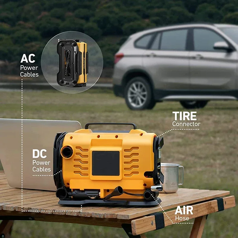 Dual Power Car Air Compressor Portable 110V-230V Air Car Compressor Inflator Pump Tire Inflator for Car Boat Bicycle Mattress