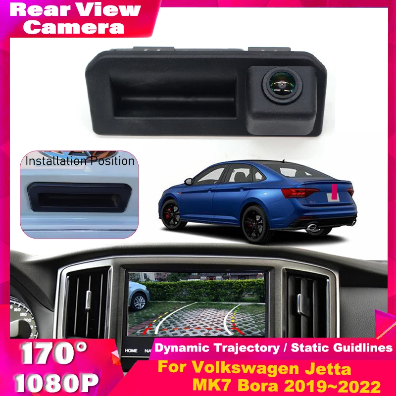

Камера заднего вида с ручкой для багажника автомобиля для Volkswagen, для VW Jetta MK7 Bora 2019 2020 2021 2022 HD, водонепроницаемая камера заднего вида для парковки