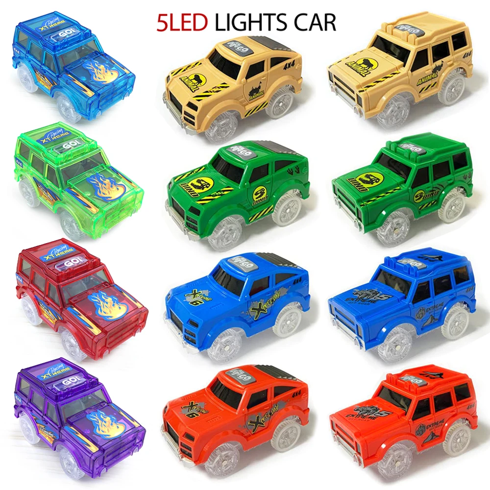 5LED Electronic Jeeps and SUV,TrackToy Parts, Race Track Cars,Children\'s Toys,Car Toys, Light Bar Toys Birthday Gifts