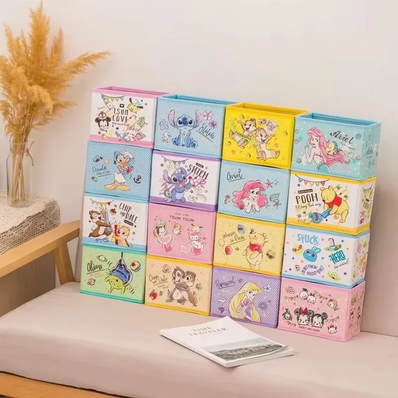 Disney Stitch Desktop Storage Box Anime Large Capacity Folding Desktop Room Neat Storage Cosmetic Student Mini Box Birthday Gift - Image 3