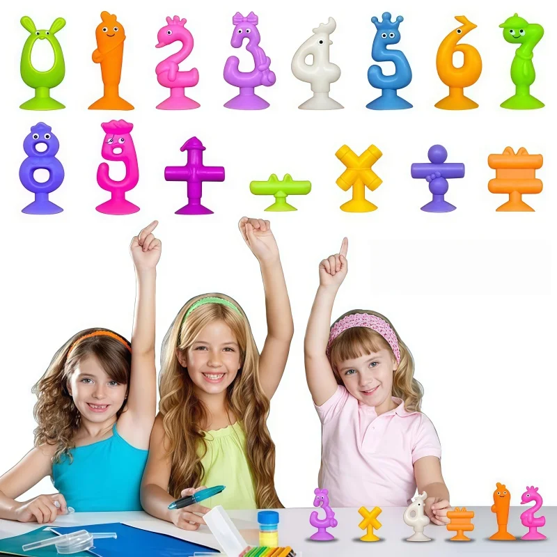15Pcs Mini Number Suction Cup Doll Teaching Toys Silicone Household Ornaments DIY Desktop Decorations Micro Model Toy Gift