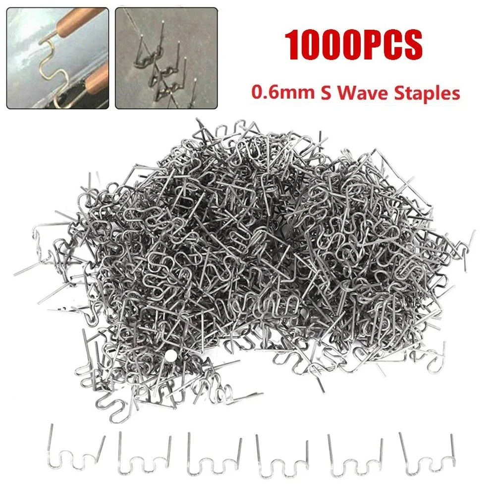 1000Pcs 0.6mm S Wave Staples For Car Bumper Bodywork Plastic Stapler Repair Kit Pre-cut Wave Staples Car Repair Plastic Repair