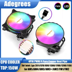 4 Heatpipes CPU Cooler 120MM PC Radiator 4PIN PWM for Intel LGA 1366 1155 1150 1151 1200 1700 2011 X79 X99 AMD AM2 AM3 AM4 AM5