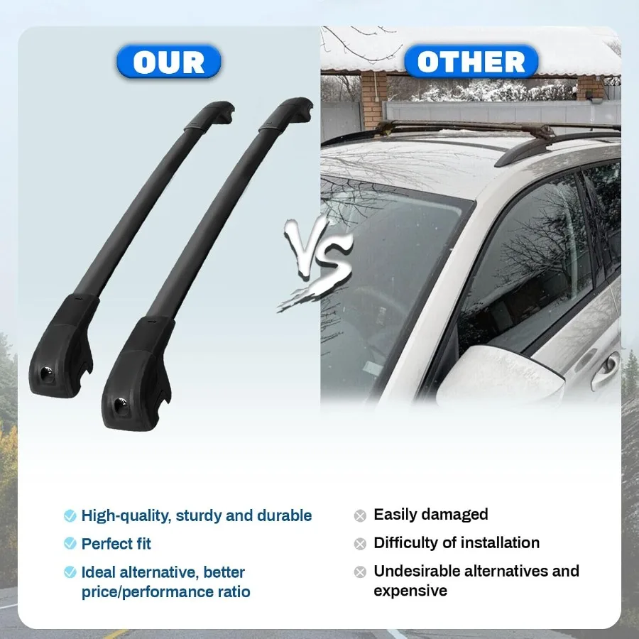 قضبان متقاطعة لرف السقف قابلة للقفل متوافقة مع 20192025 Subaru Ascent فقط للقضبان الجانبية المرتفعة بسعة تحميل 200 رطل من الألومنيوم