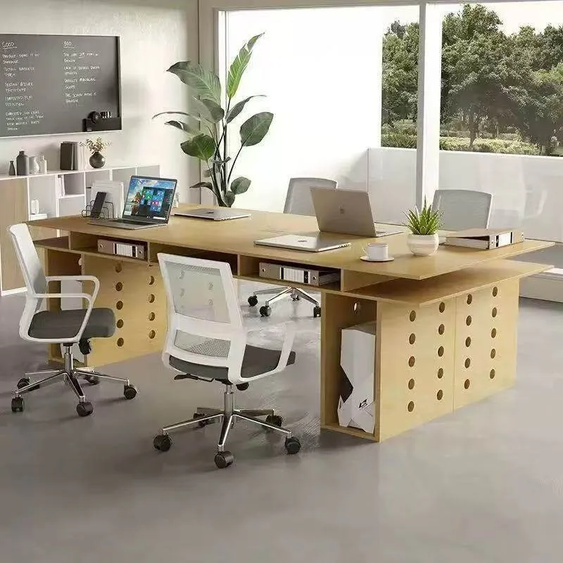 Modern simple ocean board office computer desk designer birch solid wood hole board