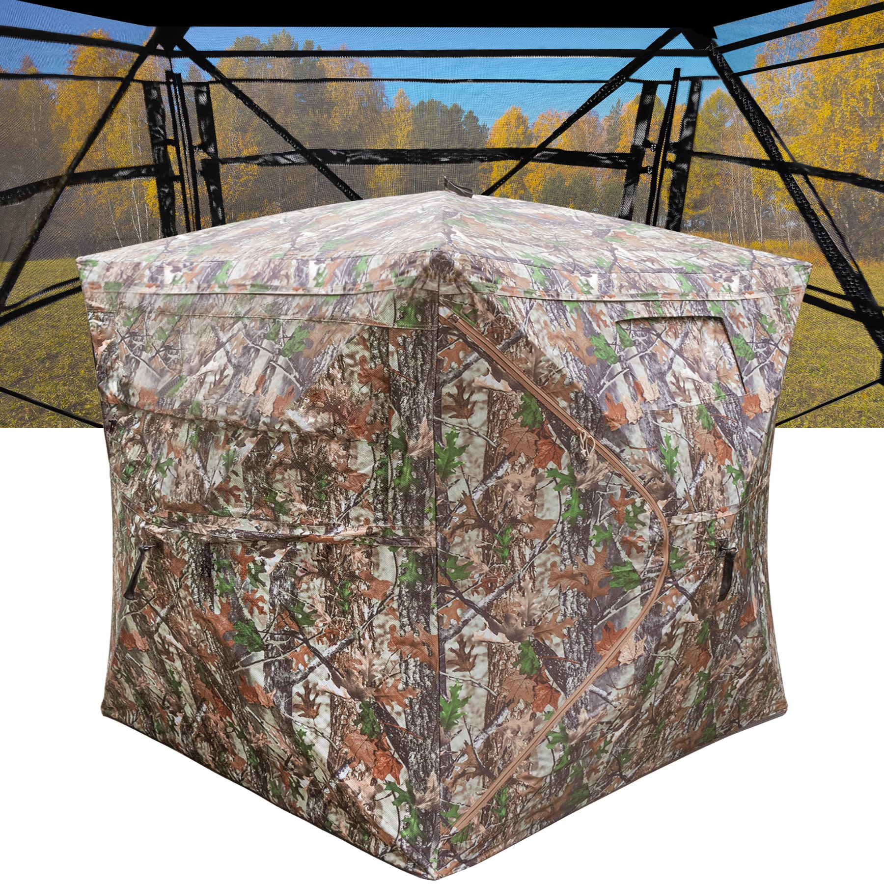 Hunting Blind See Through Ground Blind for Deer Hunting Pop Up Blind with Carrying Bag Hunting Tent for Deer & Turkey Hunting