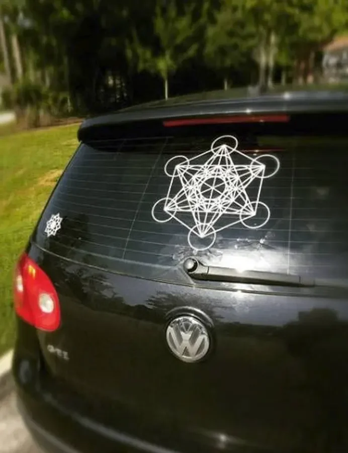 Kostka metatrona święta geometria naklejka winylowa naklejka samochodowa naklejka alchemia Mandala Zen Boho Trippy Hippy Universe Deco MT28