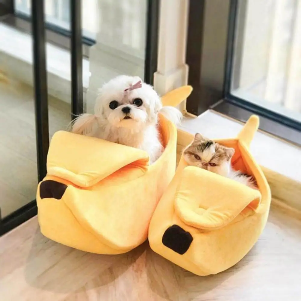 Banana Shape Pet Dog Cats Nest Soft Winter Puppy Kitten Warm House Bed Pet Sleeping Basket Dog Cushion Cat Accessories Gatos