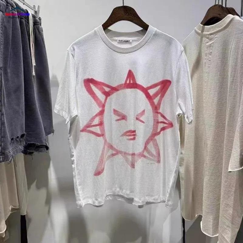 

Summer Men's Women's 25SSOUR LEGACY White Sun Logo Print Short-Sleeved T-Shirt White T-Shirt