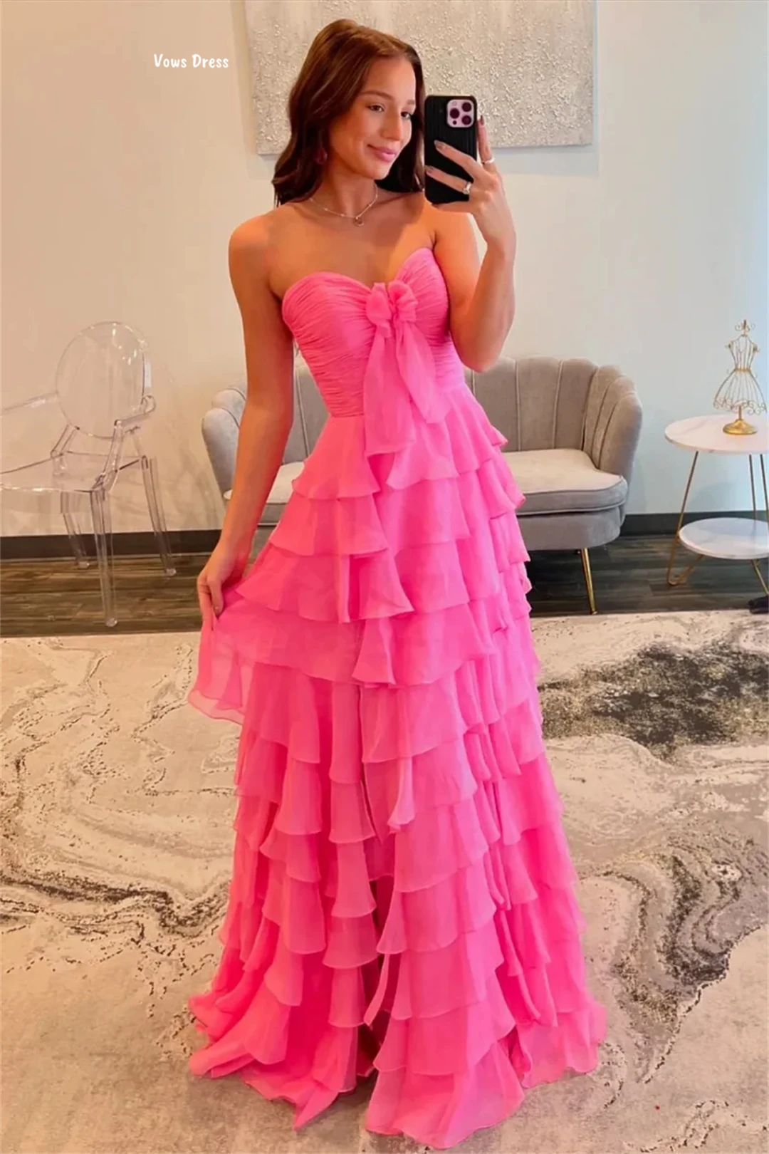 

Vows Custom Made Robes De Cocktail Dresses Chiffon Elegant Gowns Luxurious Evening Dresses 2025 Line A Layered Formula Prom Gown