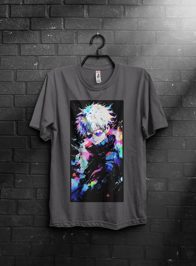 Handmade Anime Shirt para Unisex, Satoru, Jujutsu, Jujutsu, Anime Presentes