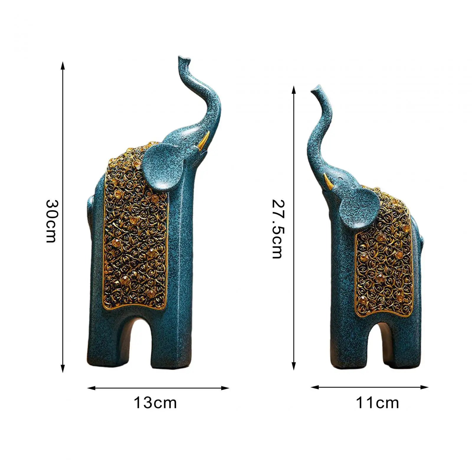 2Pcs Elephant Statues Resin Feng Shui Decor Collectible Decorations Home Decor for Bedroom Desktop Office Entrance Tabletop