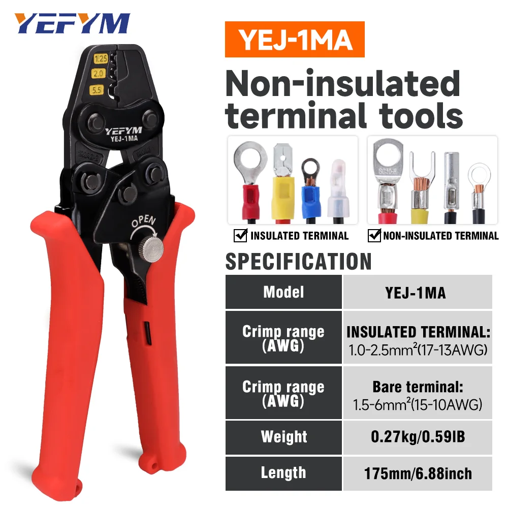 Insulated Terminals & Non-Insulated Terminals Cold Crimping Pliers Multifunctional Ratchet Crimping Tool Model