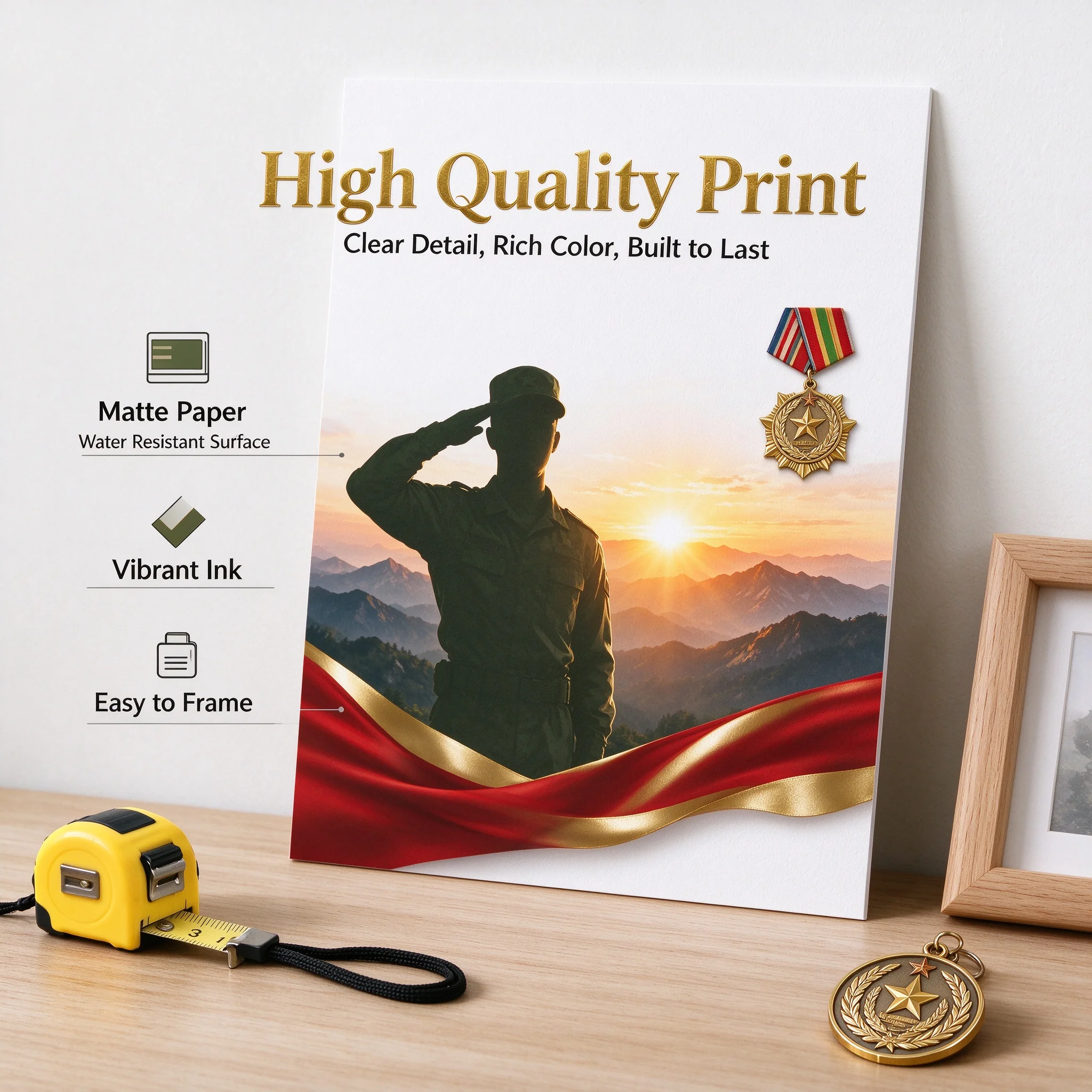 Personalized Custom Poster Veteran Canvas Wall Decor, Custom Photo Name Rank Military Keepsake Gift, framed Print