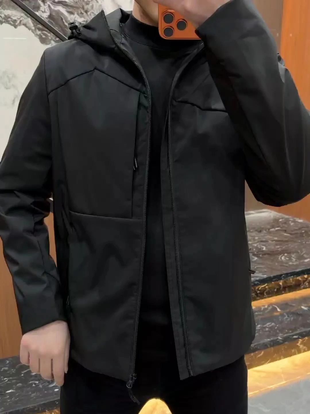 

High Quali Men's Outdoor Hooded Jaet New Spring Autumn Faionable Versatile Premium Feel Stand Fit Casual Sle