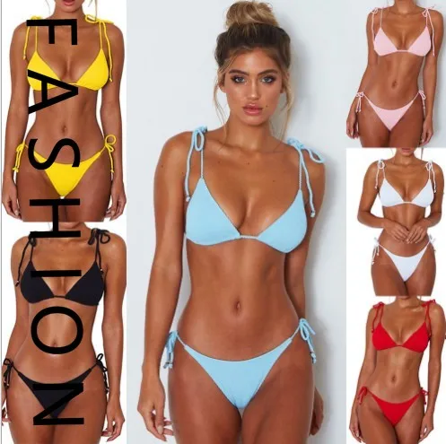 

2025 new bikini swimsuit Bikini WISH new manufacturer 6-color pit strip straps women