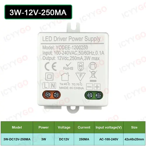 3W 6W 10W 12W DC12V 24V Lighting Transformer 250MA 500MA 830MA 600MA Driver Suitable For LED Light Strip 3528 5050 Power Supply - Image 11