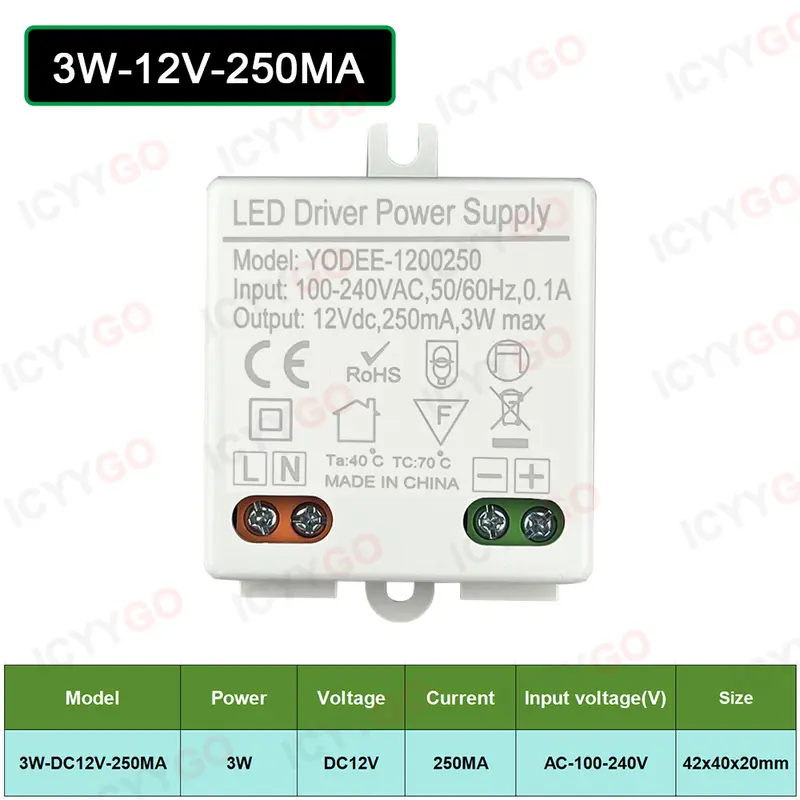 3W 6W 10W 12W DC12V 24V Lighting Transformer 250MA 500MA 830MA 600MA Driver Suitable For LED Light Strip 3528 5050 Power Supply - Image 11