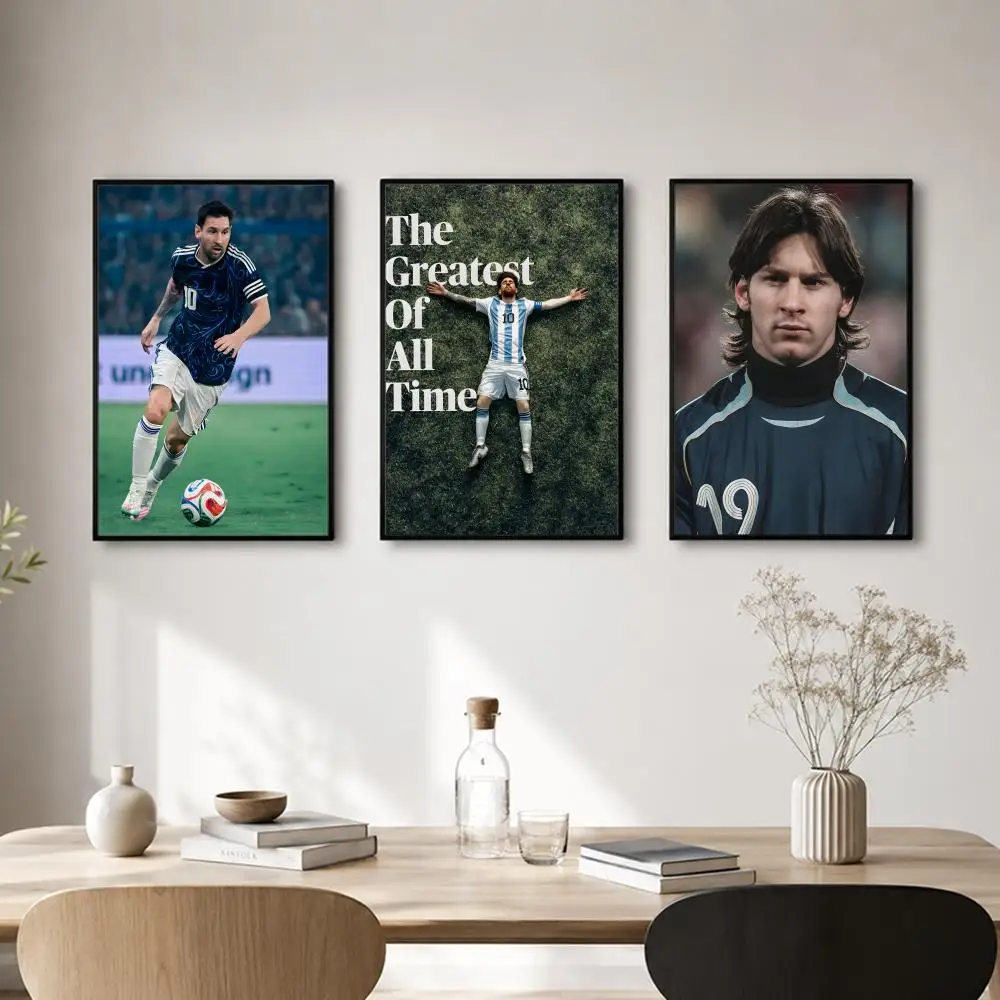 L-Lionel Messi Poster Self-adhesive Art Waterproof Paper Sticker Coffee House Bar Room Wall Decor