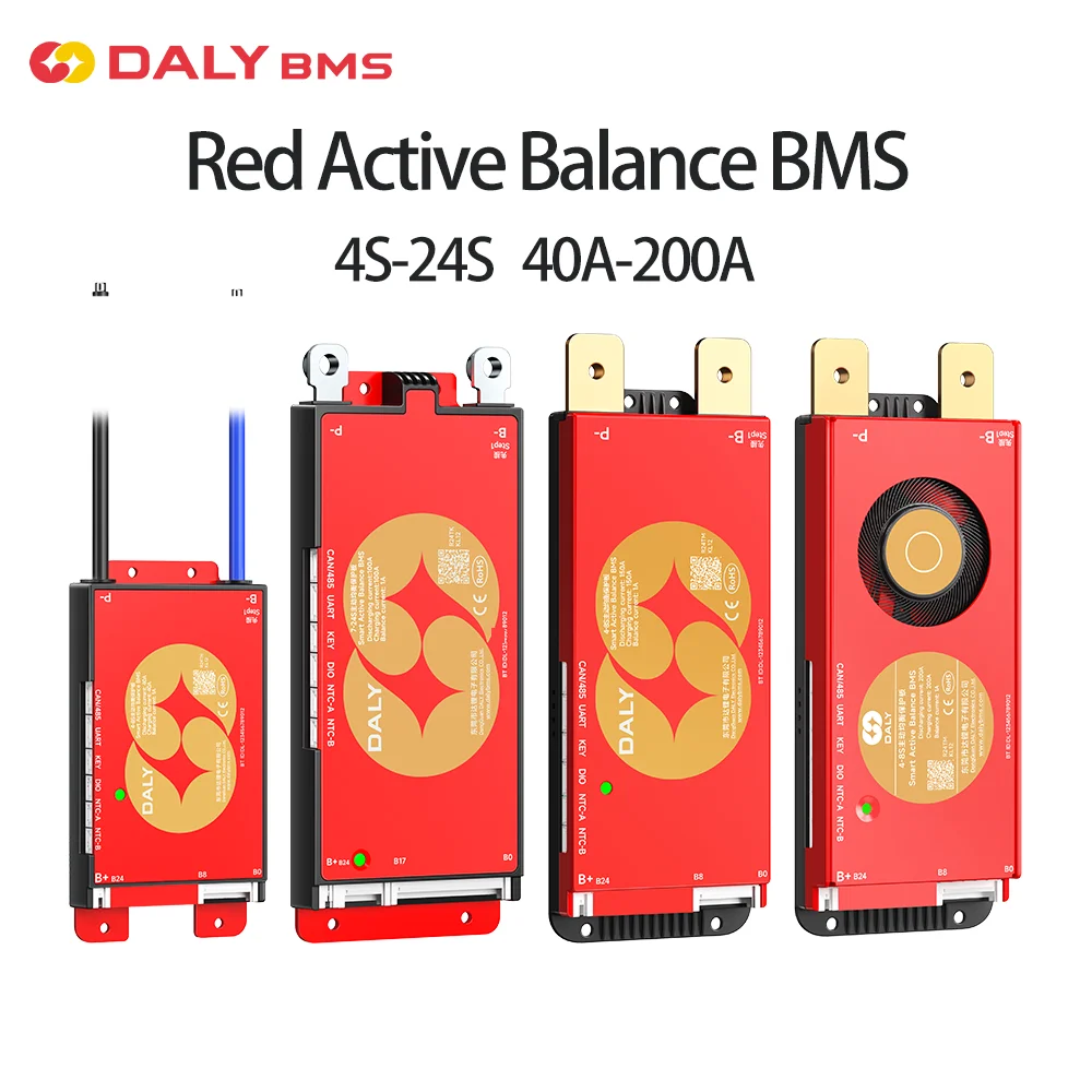 Daly Smart BMSWiFi 4S 12V 8S 24V 16S 48V 40A 100A 150A 200A Active Balance Overcharge/Discharge Protection for Sola/EV with BT