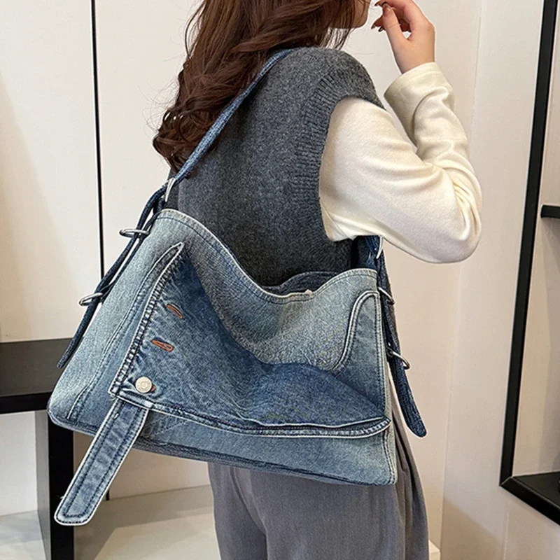 Denim bag women new fashion casual shoulder bag designer  large capacity Tote Bag female handbags class commuting crossbody bags