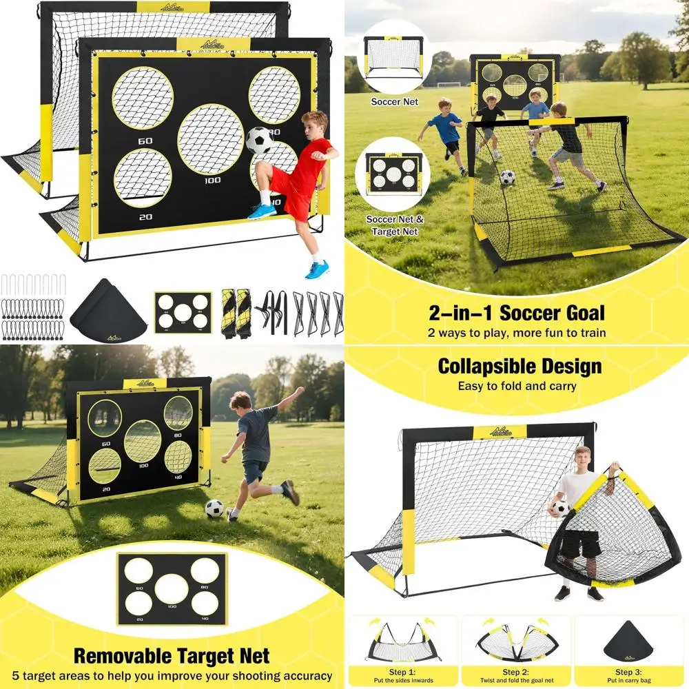 

Портативные большие футбольные ворота с мишенью для тренировок на открытом воздухе и детских игр