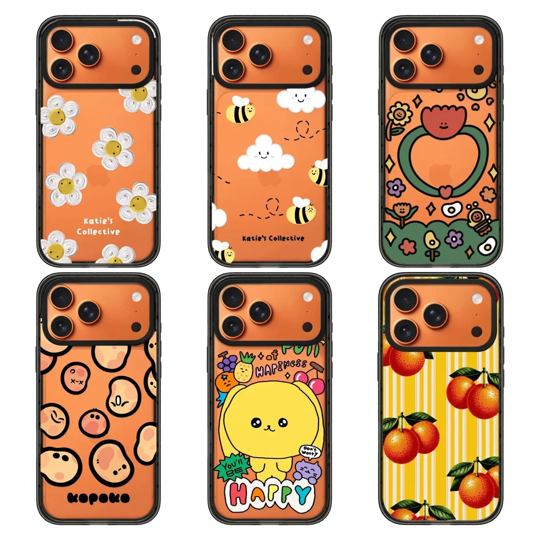 

Bee Daisy Orange Acrylic Black Border Phone Cover for IPhone 12 13 14 15 16 17 Pro Max Case for IPhone 17Air