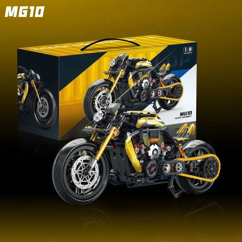 

Technical Motorcycle Building Blocks Set, 1:8 Scale Superbike Model Kit, Collectible Mechanical Bricks Toy for Adults & Teens, I