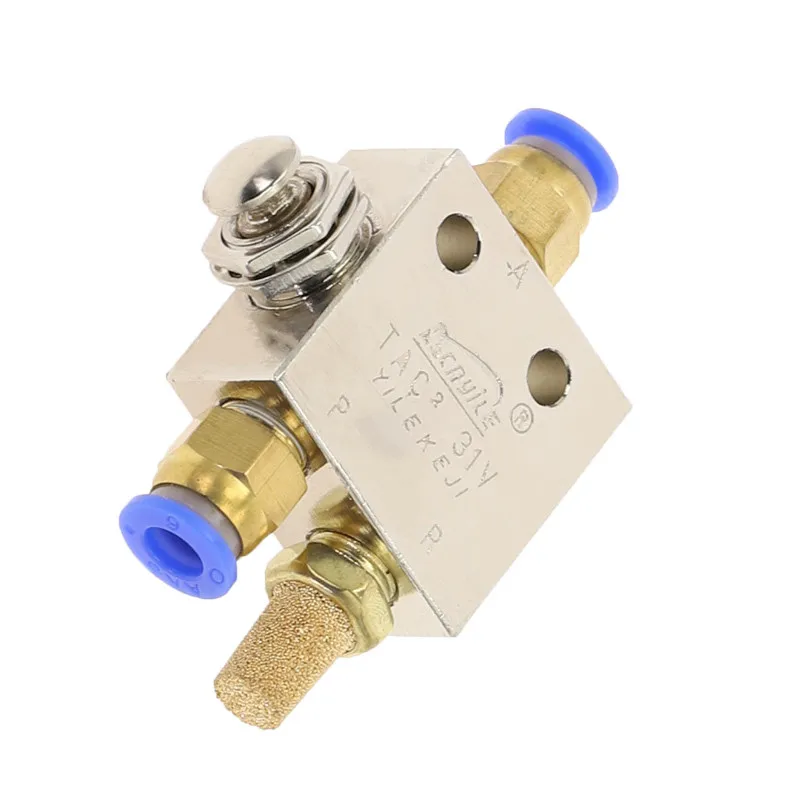 TAC2-31P Air Pneumatic 1/8 Thread 2 Position 3 Way Reset Push Button Switch Mechanical Valve