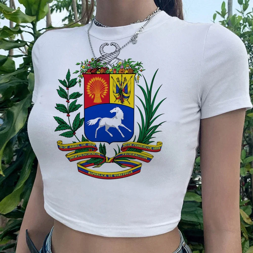 Venezuela 2000s cyber y2k trashy crop top Woman streetwear  vintage aesthetic Kawaii tshirt