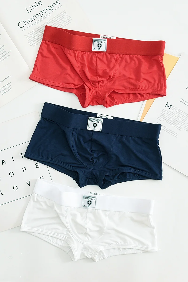 3pcs/lot Simple solid color modal men\'s panties low rise sexy 9 calibrated personality Boxers