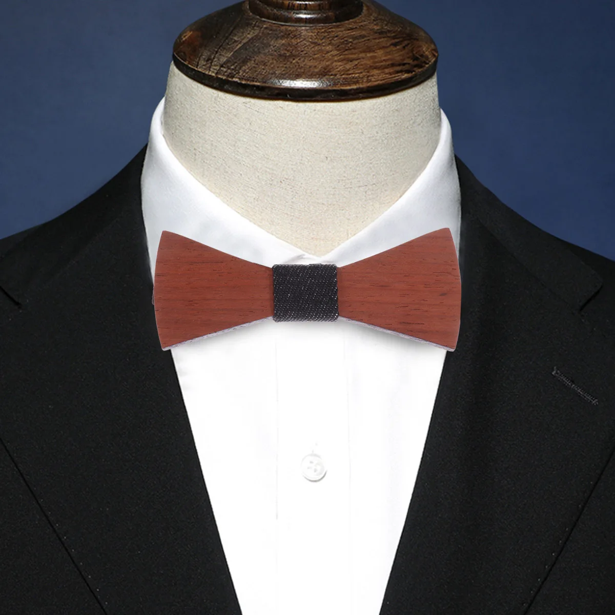 

1pc Wooden Bow For Men Premium Wooden Bow Tie Wood Adjustable Strap One Size Fits All Wedding Party Festival Gift Accessory